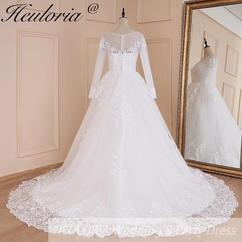 Ballkleid Hochzeitskleid Langarm Brautkleid schulterfrei Spitze Applikationen Vestido De Noiva Sweep Zug Braut Brautkleid