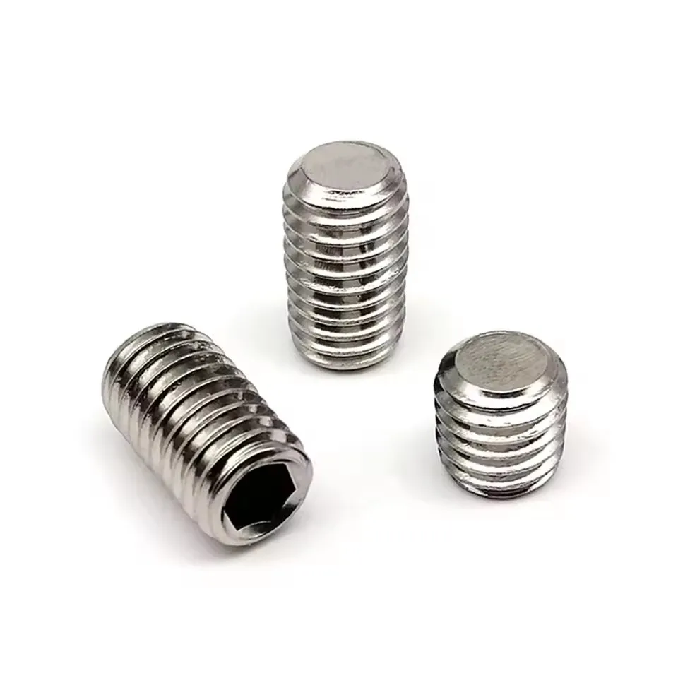 500PCS DIN916 플랫 엔드 기계 미터 육각형 둥근 머리 나사 M2.5 M3 M4 스테인레스 스틸 12.9 탄소강
