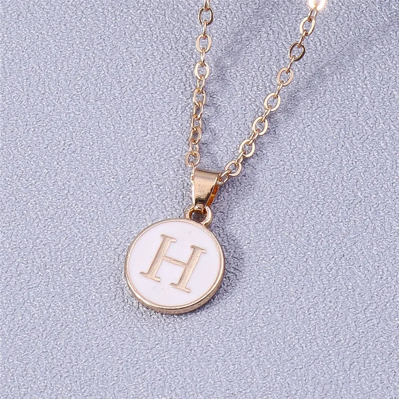Aihua Minimalistische Initiale Emaille Weiß Schwarz A-Z Buchstaben Halskette für Frauen Alphabet Anhänger Schmuck Geburtstag Geschenke Großhandel – Detail 18