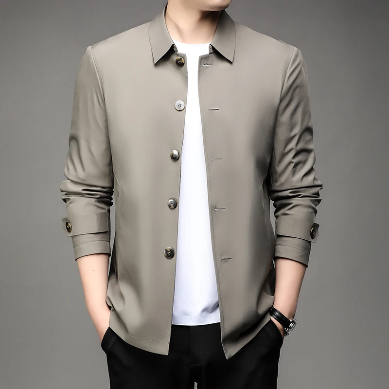 

2024High-quality Middle-aged Jacket Stylish Handsome Male Cadre Civil Servant Spring and Autumn Business Casual Solid Color Coat