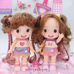 Doll For Girl Dopamine Series 22cm Height Chubby Dolls Smile Baby Long Thick Cute Curly Hair Girl Toy Holiday Birthday Gift kit