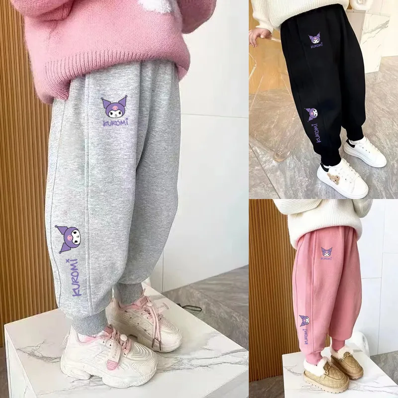 Sanrio Kulomi Spring and Autumn New Trousers Girls' Children's Clothing Loose Cartoon Embroidered Casual Sweatpants Pants