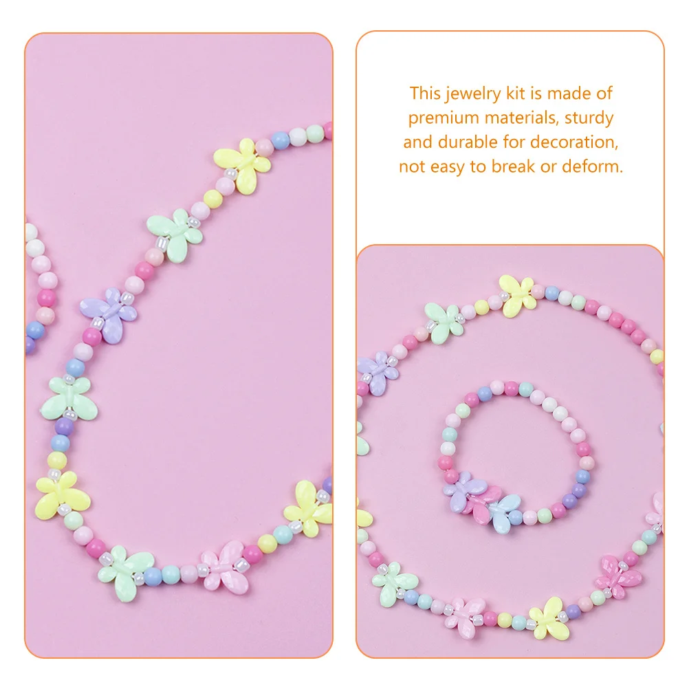 

1Set Children's Jewelry Set Acrylic Butterfly Beads Sturdy Safe for Girls Dress Up Pretend Play Accessories Toddler Jewelry
