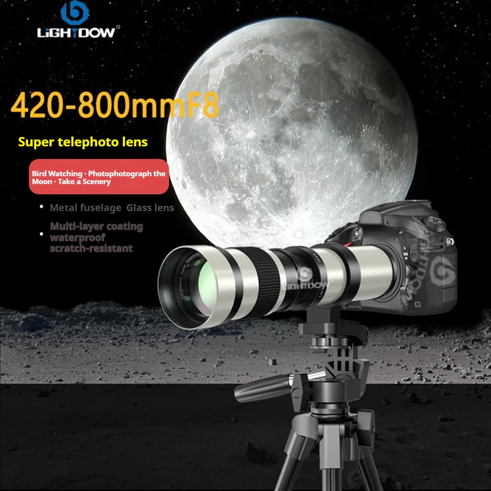 Lightdow 420-800mm F8.3-16 عدسة تليفوتوغرافي بإطار كامل للتكبير اليدوي لكاميرات DSLR Micro SLR Nikon Canon Sony