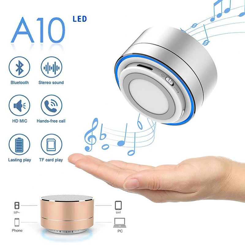 A10 Wireless Bluetooth Speaker Small Steel Gun Subwoofer Portable Mini Gift Card U Disk TF Portable Outdoor Bluetooth Speaker