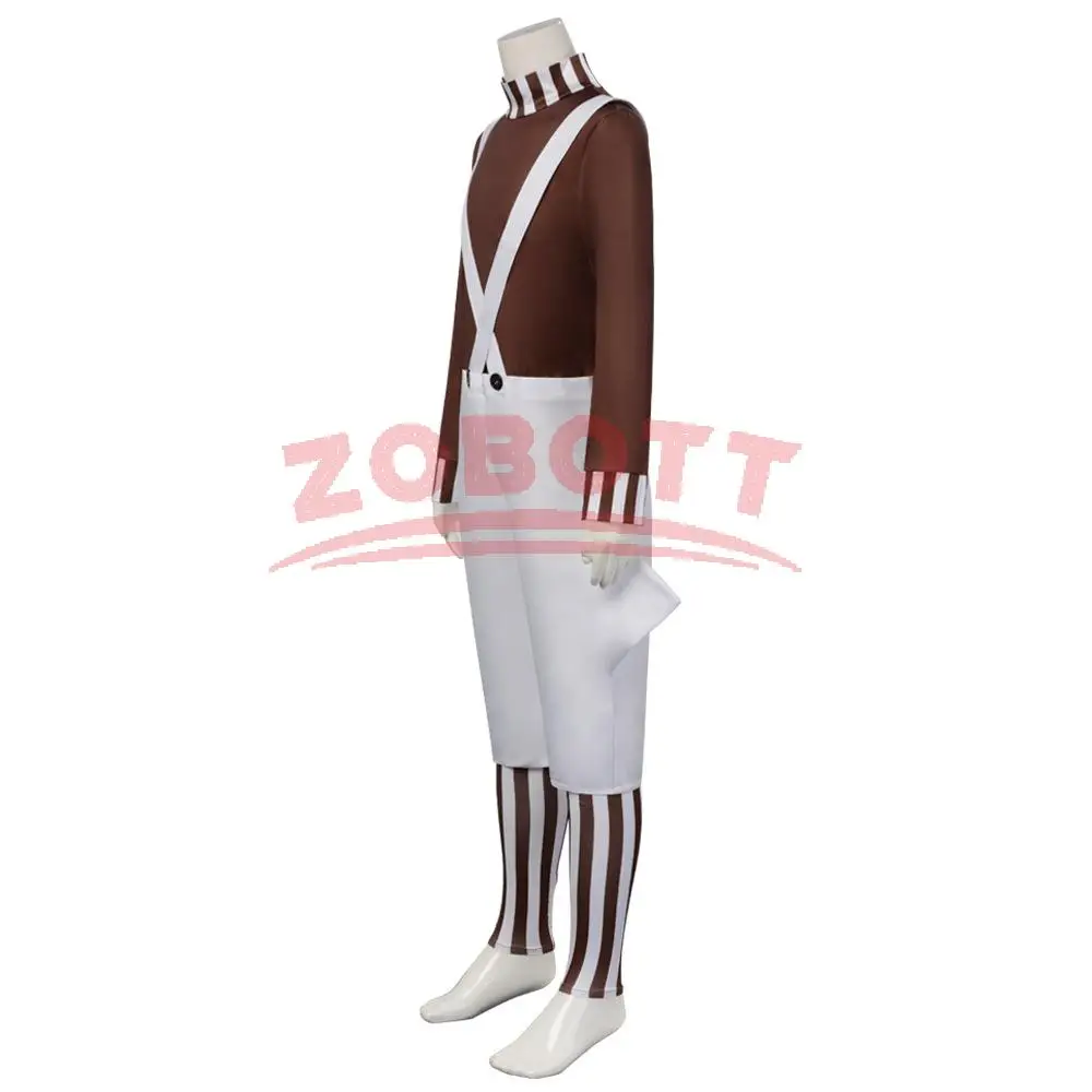 Oompa Loompa Costume with Wig Halloween Party Suit Chocolate Factory Worker Cosplay Outfits for Male