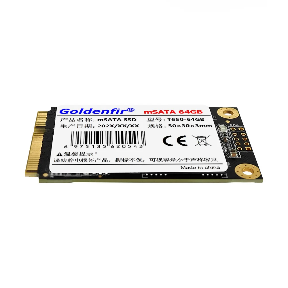 Goldenfir MSATA SSD 32GB 16GB 64GB قرص الحالة الصلبة الداخلي محرك SATA صغير للكمبيوتر المحمول