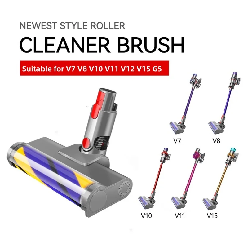 

Roller Cleaner Head Compatible with Dyson V15 V12 V11 V10 V8 V7 G5 Vacuum Cleaner Upgraded Soft Brush Head with Green LED Light
