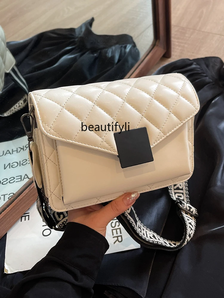 Fashion High Sense Diamond Pattern Bag Korean Style Trendy All-Match Small Square Bag Simple Casual Messenger Bag