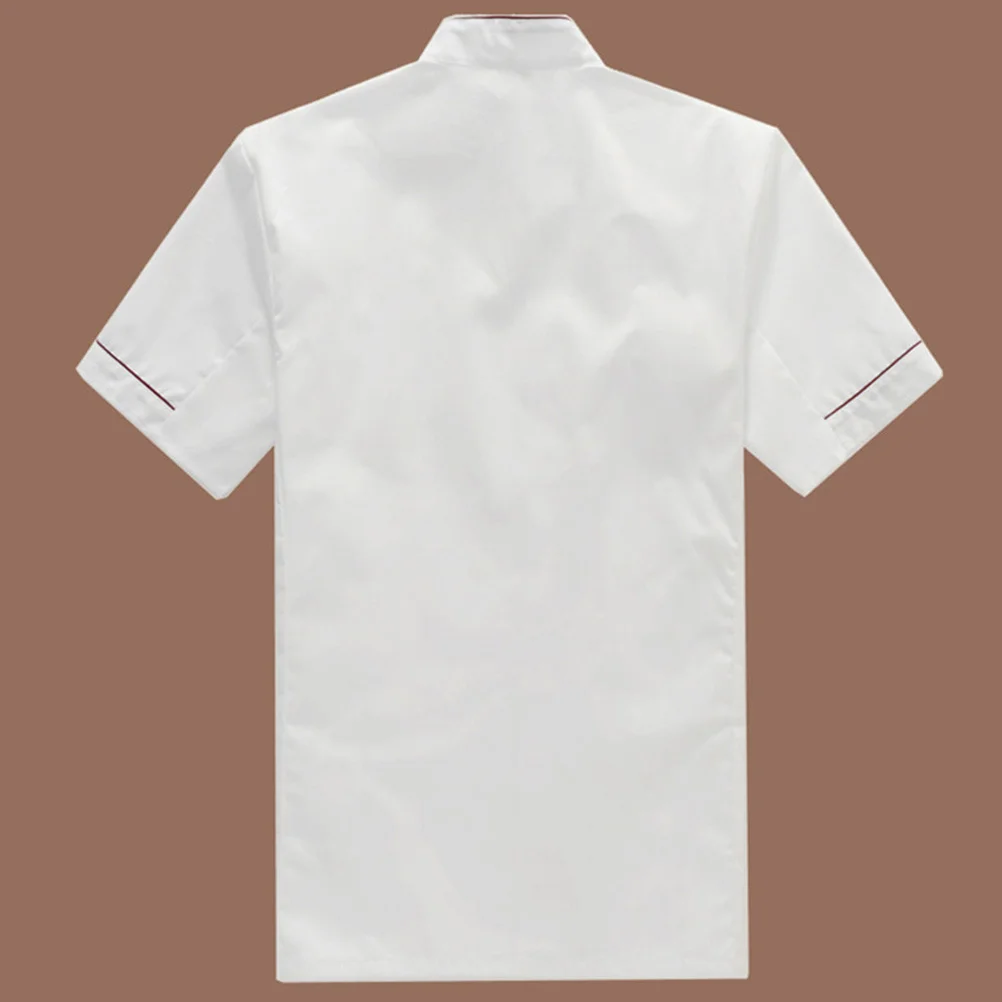Uniforme de manga corta a prueba de aceite, ropa de trabajo resistente al lavado para restaurante, hotel, personal de cocina M blanco