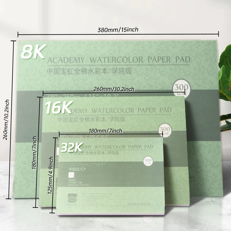 Watercolor Paper Pad 200g, 20 Sheets Medium Grain Textured Grain for Painting, Drawing, Art Journaling for Artist, Beginners
