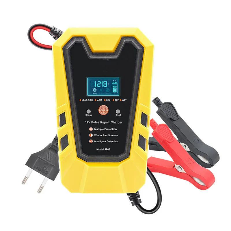 

12V Pulse Repair 6A Lead-acid Lithium Car Battery Charger LCD Display Battery Tester Fast Charge For Car/Motorcycle110-240V