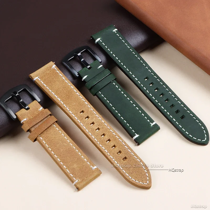 Mode Uhr Band Strap Sport Vintage Leder Armband Edelstahl Schnalle Uhr Zubehör 18mm 20mm 22mm 24mm