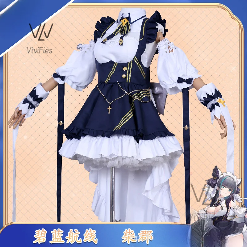 Game d'Azur Lane Cheshire Cosplay costume Game Cos Azur Lane Cosplay Cheshirel costume and Cosplay Halloween Party Maid Set