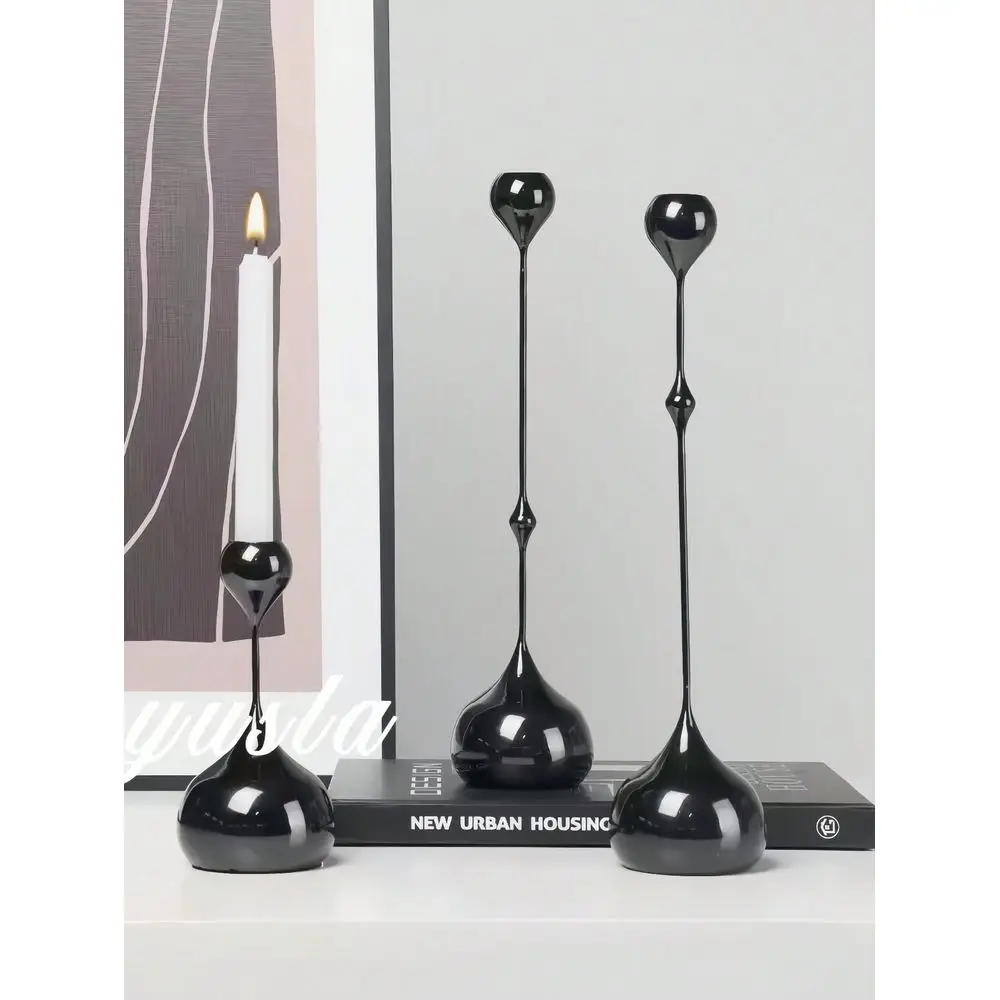 1/3pcs Set Modern Candle Holders, French Silver Teardrop Metal Candle Holders, Iron Teardrop Candle Holders, Cone Candle Holders, Metal Tabletop Centerpiece Decor, Tall Dinner Candle Holders, Gift For Mom, Wife, Grandma
