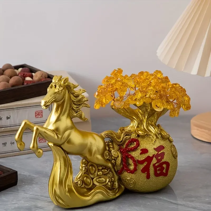 

Elegant Resin Horse Statue - Fashionable Home Decoration, Wealth Symbol, Ideal for Room Decoration, Opening, Housewarming Gift