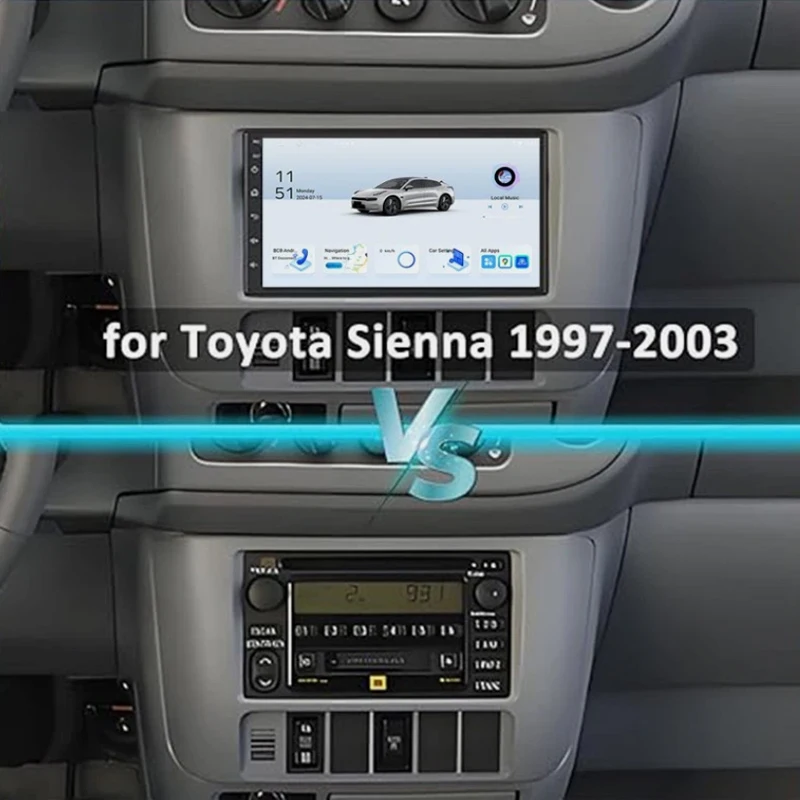 

7'' For Toyota Sienna 1997-2003 Car Radio Android 15 GPS Carplay Apple Android Car Radio Bluetooth Head Unit FM Camera