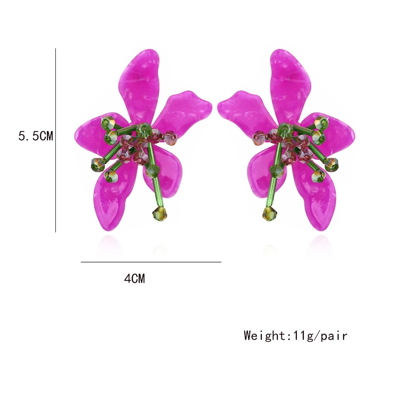 Temperament Hand Woven Beaded Acrylic Flower Earrings Modern Women's Earrings 2023 For Woman Party Accessories Pendientes