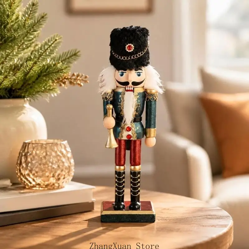 Bunte hölzerne Nussknacker-Soldatenfigur für saisonale Heimdekoration 3XUF – Detail 8