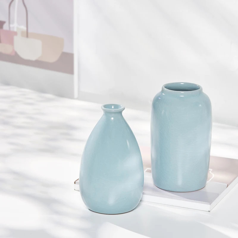 

Ceramic small flower vase - Ru Kiln style flower bottle - Chinese water-fermented home decoration for living room piece