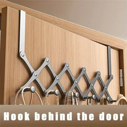 1pc Metal Door Back Hanger - Foldable Wall Mounted Clothes Storage Rack - Holeless Telescopic Hook - Suitable for Bedroom