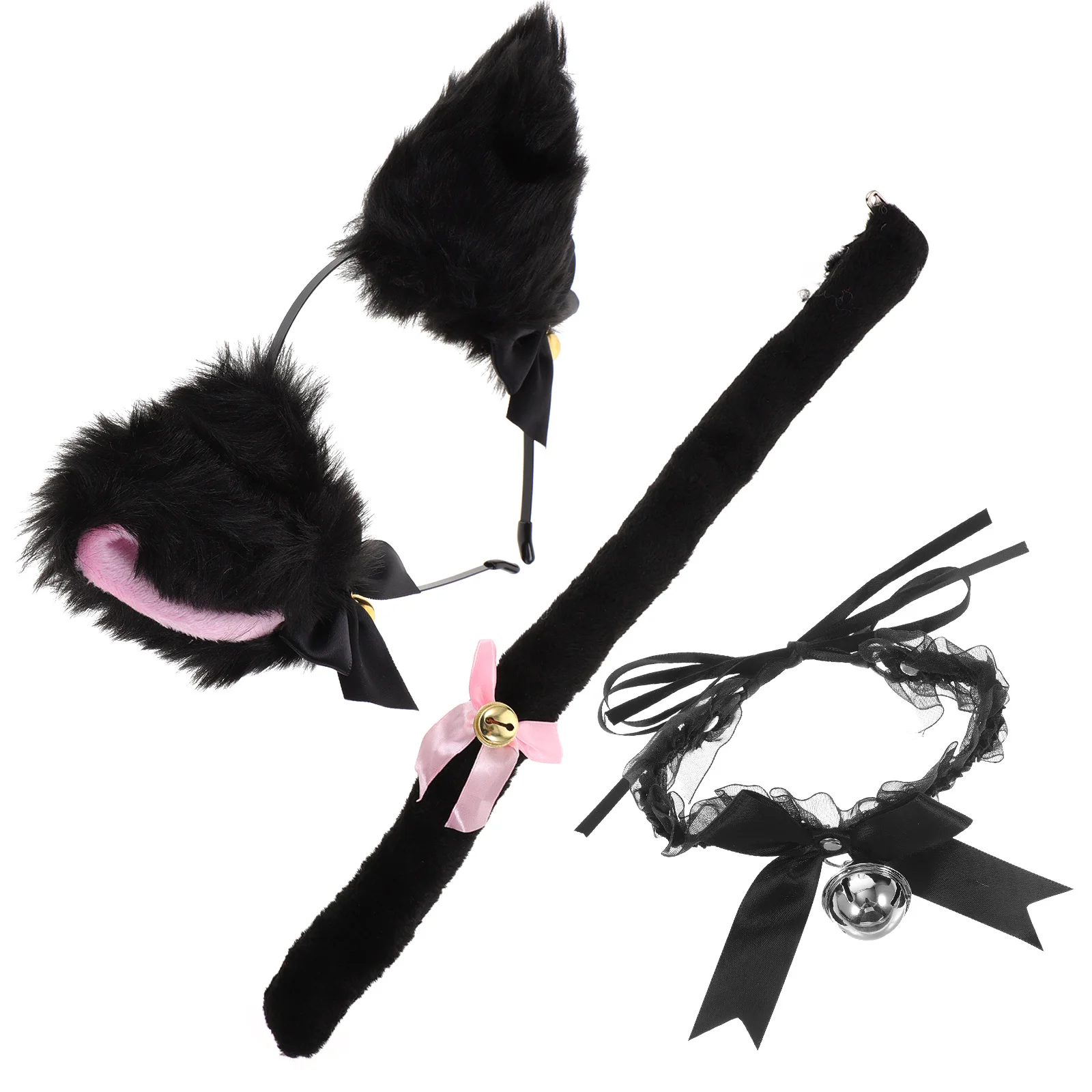 1 ensemble de bandeau oreilles de chat, ras du cou, accessoire de Costume d'animal, accessoires Photo de fête Cosplay, accessoires de spectacle de robe