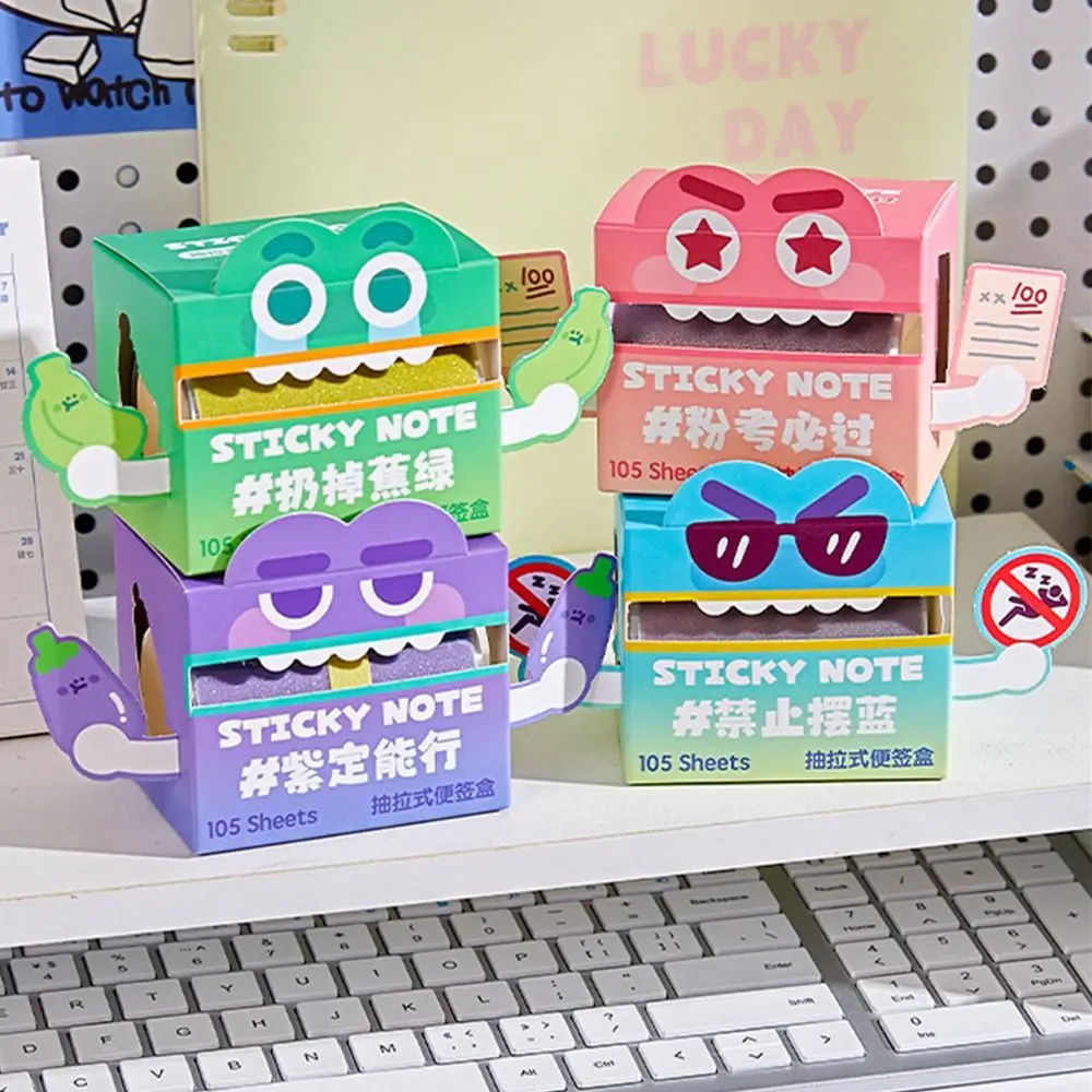 INS風可愛いプルアウト付箋クリエイティブなパール調カラフルメモパッド引き出し式完全粘着漫画風メモ帳ギフト