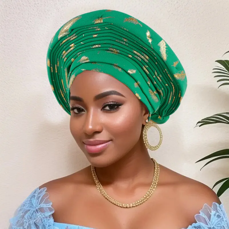 Nigerina Auto Gele African Head Cap African Ready Gele Headtie Lady Headwrap Wedding Headtie Ready Made Turban New Design 2025