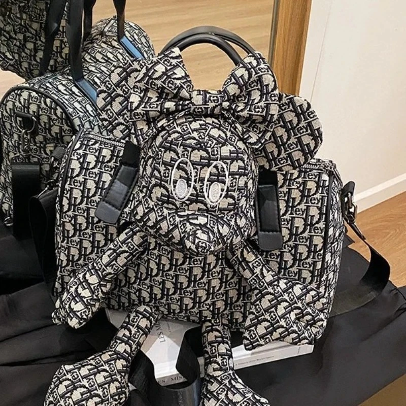 Mickey Mouse 3D Plush Tote Bag for Women Artistic Printed Pattern Stylish Glasses Cute Edgy Casual Daily Commute Streetwear Bag