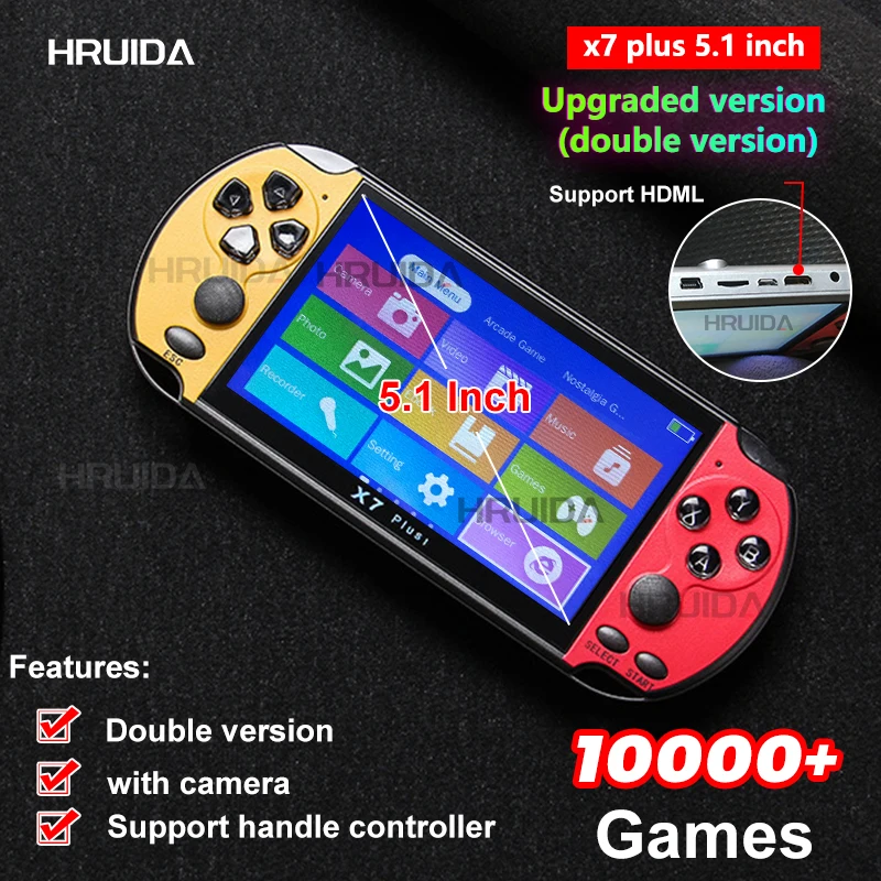 X7/x7 plus/X12 Plus 4.3''/5.1''/7.0'' Game Console Portable Camera MP5 LCD Rechargeable Handheld tv 10000+games Children's Gifts