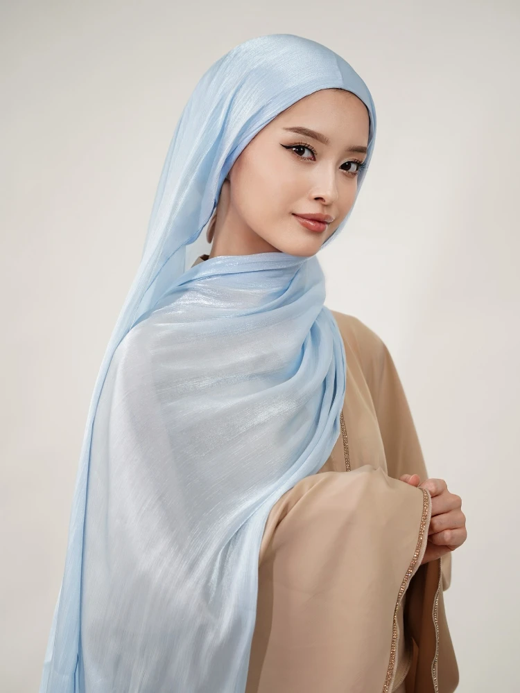 

Hot Diamond Shimmer Silk Hijab Scarf Women Luxury Medine Silk Veil Muslim Women Hijab Shiny Shawl Islamic Turban Haedscarf Wraps