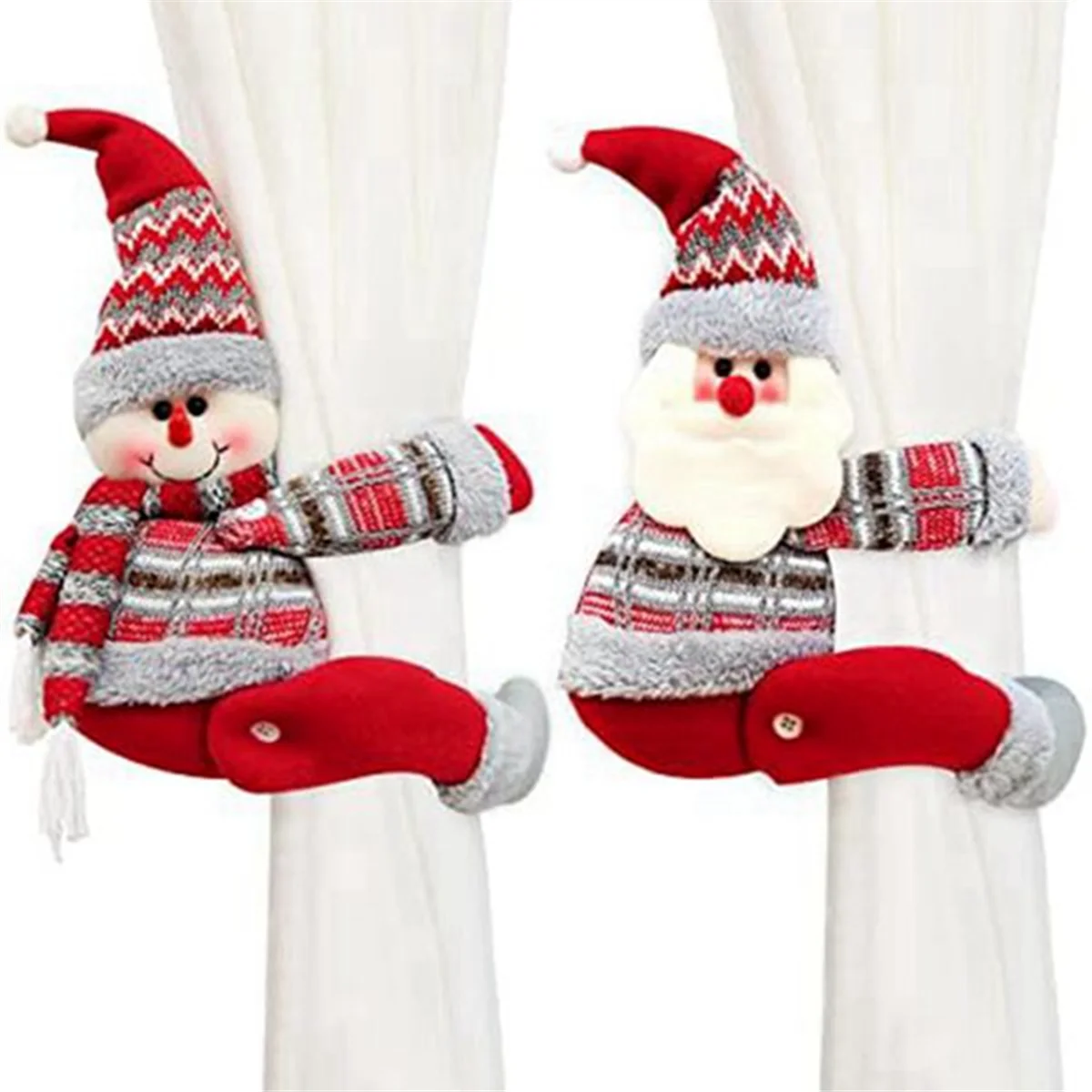 Set of 2 Christmas Curtain Buckle Tieback,Cute Santa -Curtain Holdbacks Tiebacks,Christmas Holiday Decor for Home