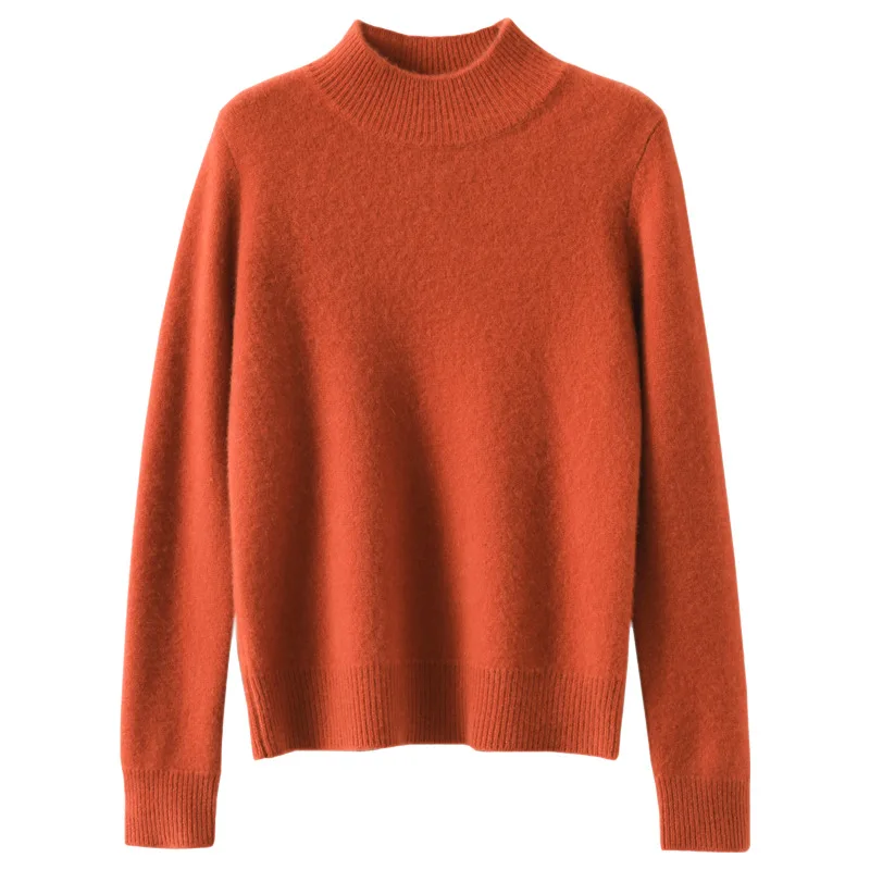Women's Semi High Neck Knit Pullover Sweater - alternate angle