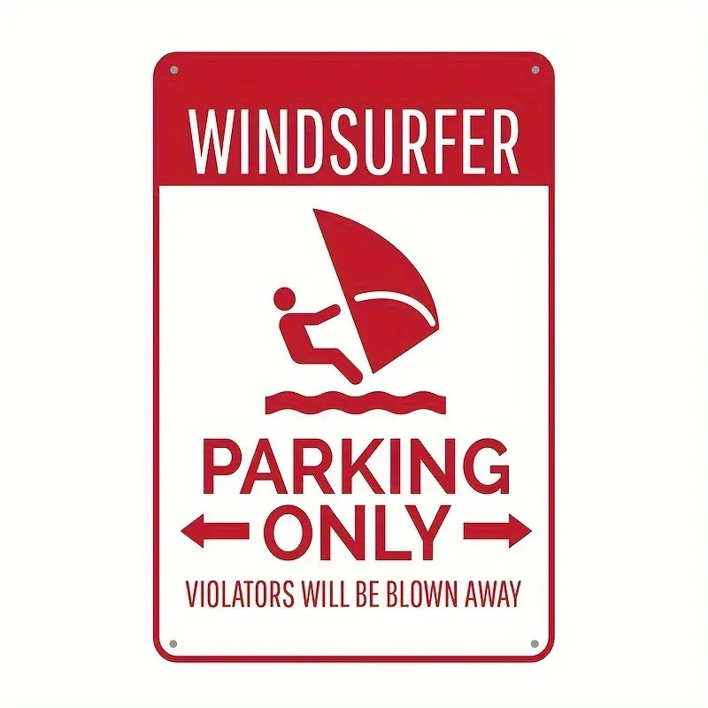 Windsurfing Parking Only Frameless Tin Metal Signs Home Décor 8x12