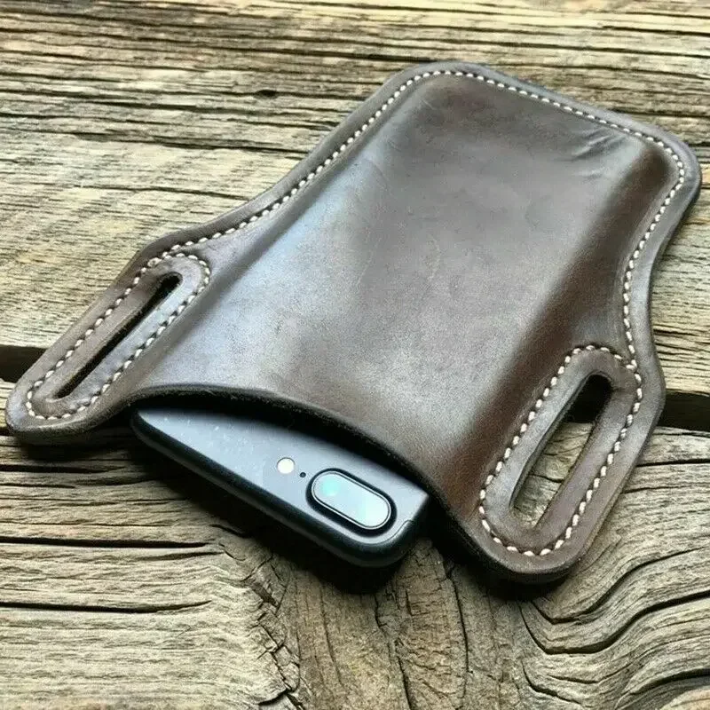 Capa de telefone de couro para homens, estojo de celular, cinto, adereços, bolsa, carteira, bolsa, bolsa, viagem, sacos de acampamento