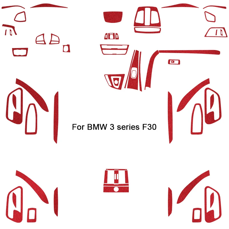 

For BMW 3 Series F30 2013-2019 Carbon Fiber Gear Shift Knob Panel Frame Cover Control Box Sticker Interior Trim(RED Suede leathe