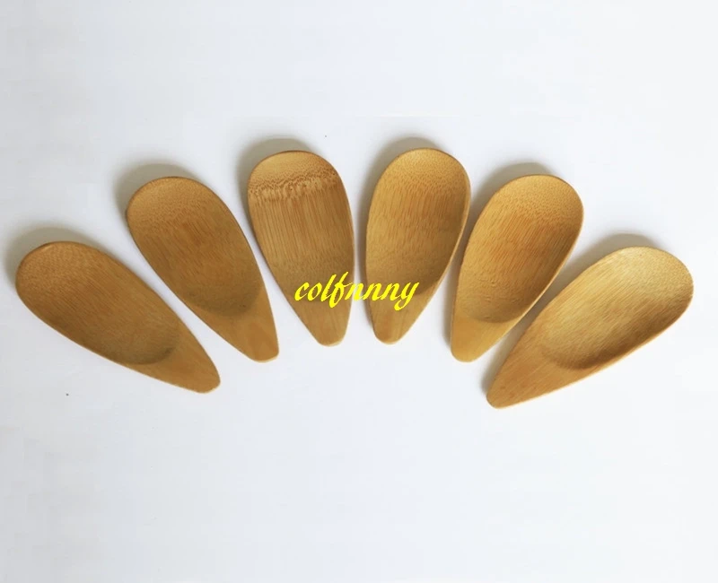 50pcs 10*4cm Mini Bamboo Tea Scoops Ice cream Kung Fu Tea Spoon Black Green Tea Shovel Gift