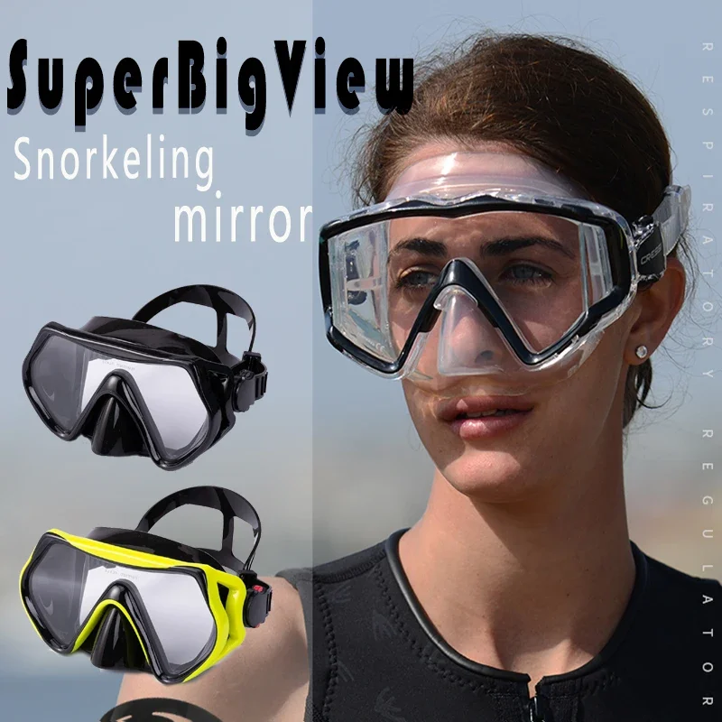 HD large frame anti-fog snorkeling goggles large field of vision men and women silicone swimming goggles snorkeling mask diving