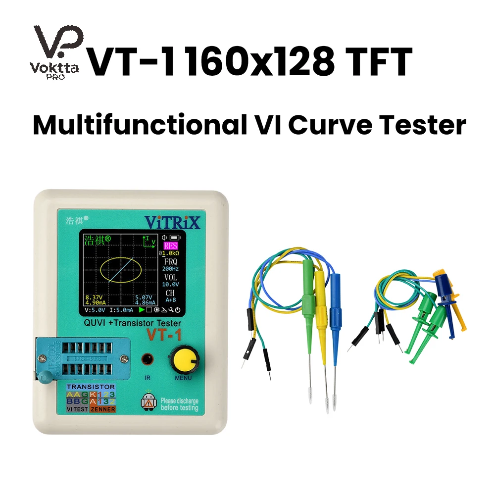 VT-1 Portable Transistor Tester TFT Multi-Function VI Curve Tester for Electronic Component Fault Diagnosis DC 0-12V Micro USB