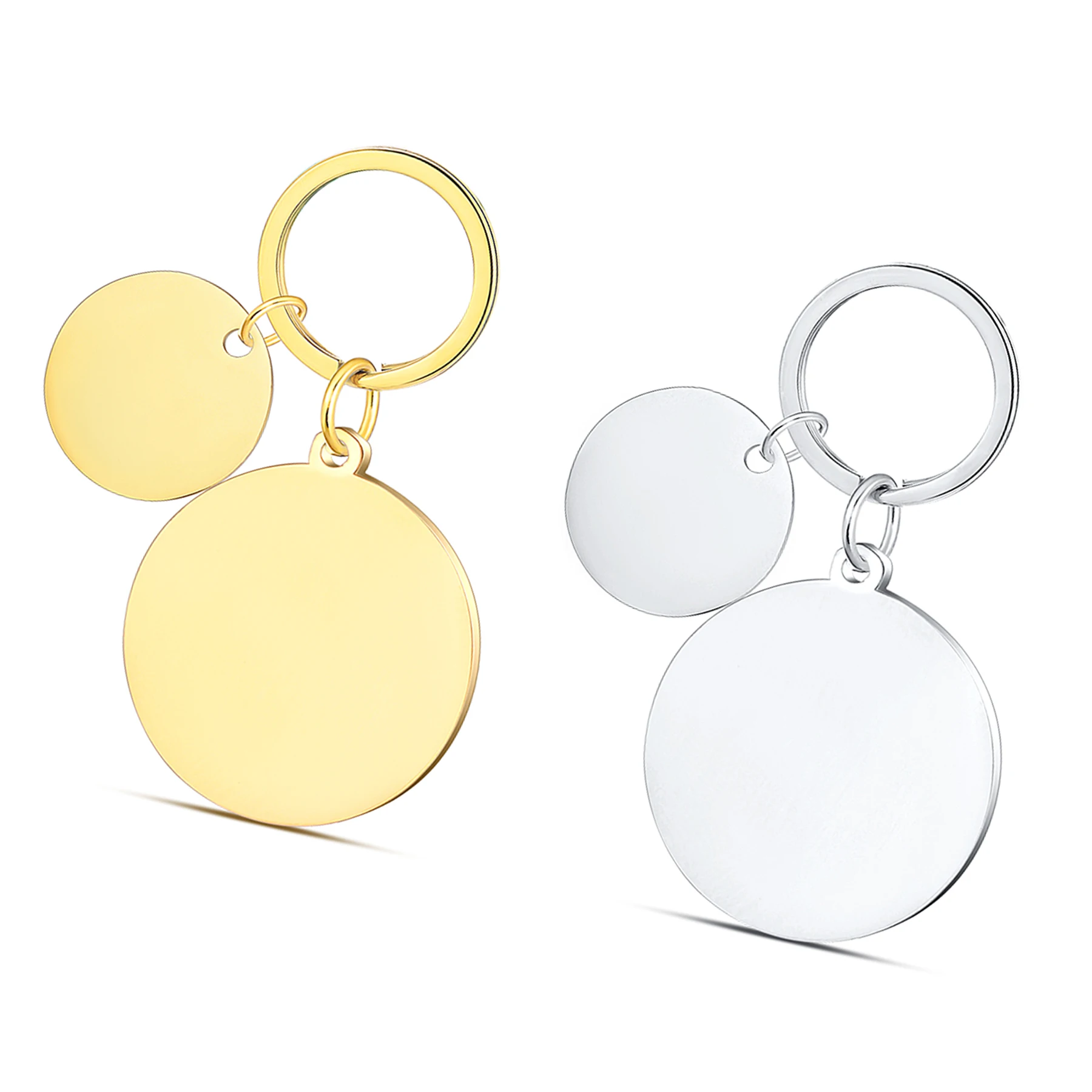1Pc Custom Engrave Round Key Chain Nameplate Polished Stainless Steel Keyring DIY Collar Accessories Gift Keychain Wholesale