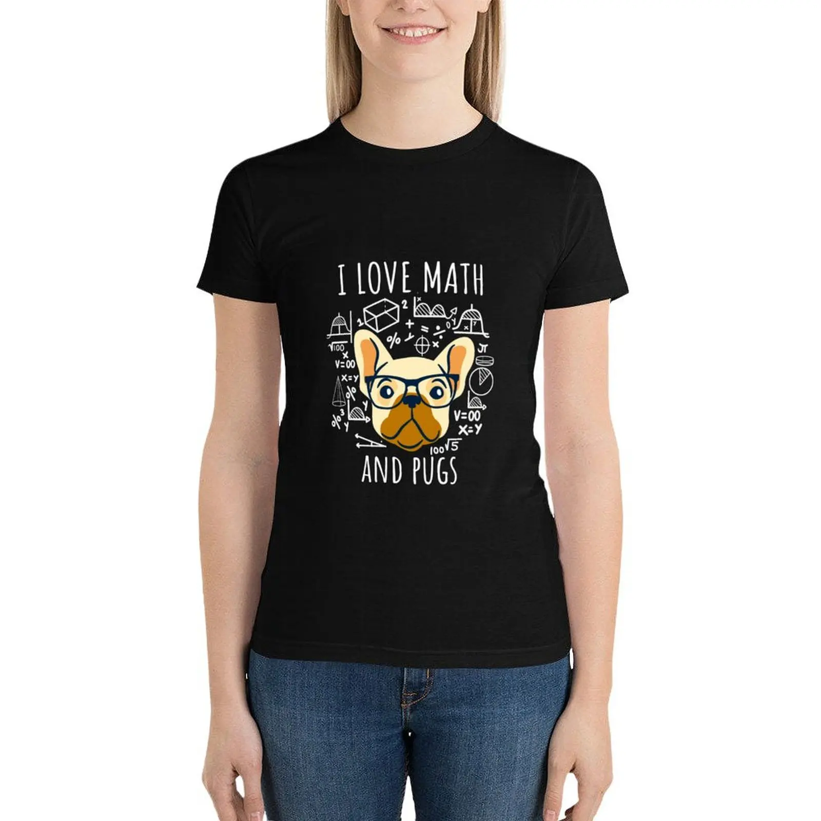 

Love Math Pugs Funny Pug Dog Lover Gift T-Shirt tees female plus size tops Women's cotton t-shirt