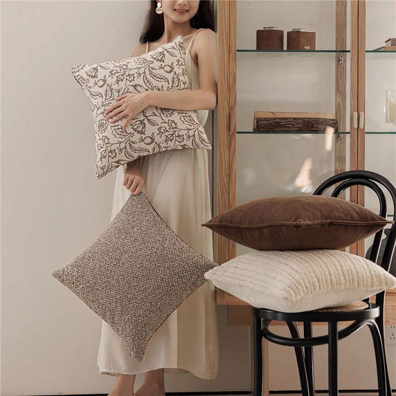 45X45CM Plush Stripe Throw Pillow Cover Nordic Minimalism Stamping Waist Cushion Cover Decor Home Decorative Pillowcase