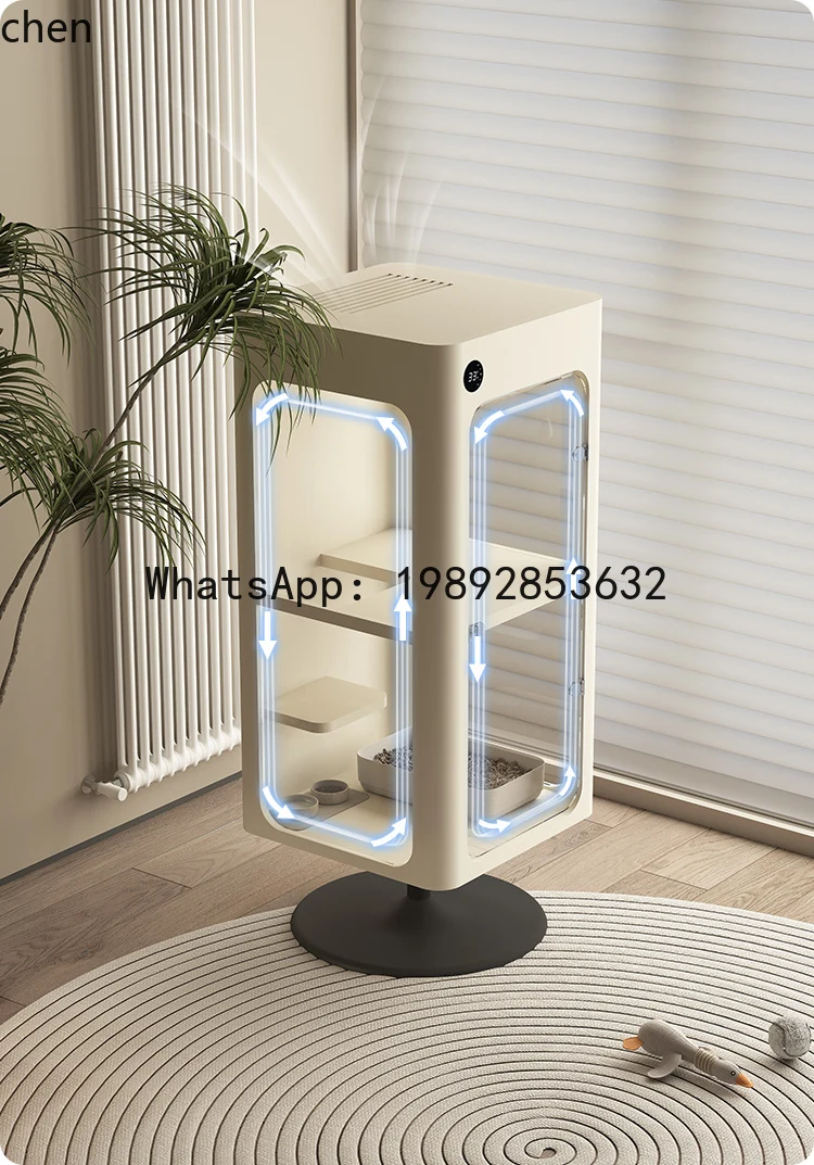 H1  intelligent thermostatic cat villa cat cabinet with toilet integrated fresh air system household cat cage indoor