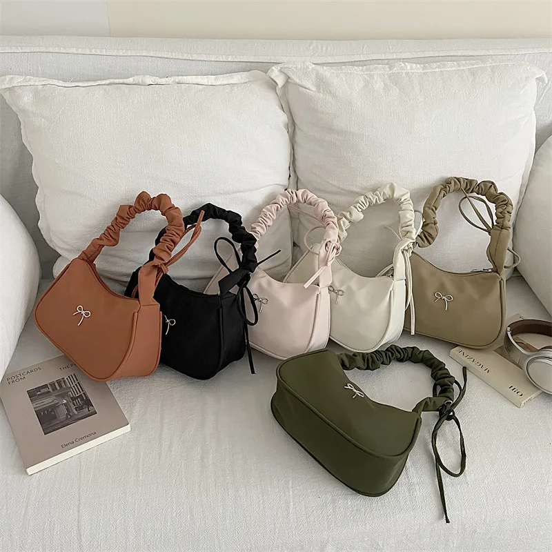 

French Fashion Texture Single Shoulder Bag Casual Butterfly Knot Decoration Ladies Retro High Aesthetic Value