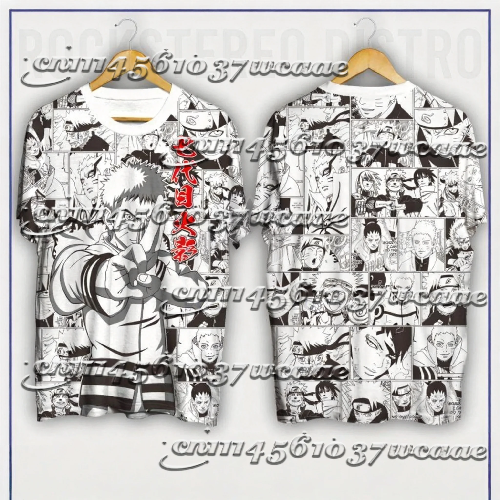 New Universal Exclusive Design Naruto 9 Styles Manga Panel Full Print Short Sleeve T-Shirt Anime Oversized Tee Family Matching