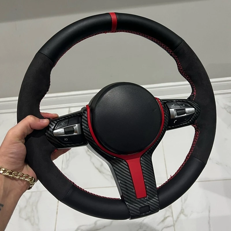 Customized Car Steering Wheel Cover Braid Suede For BMW F87 M2 F80 M3 F82 M4 M5 F12 F13 M6 F85 X5 M F86 X6 F33 F30 M Sport