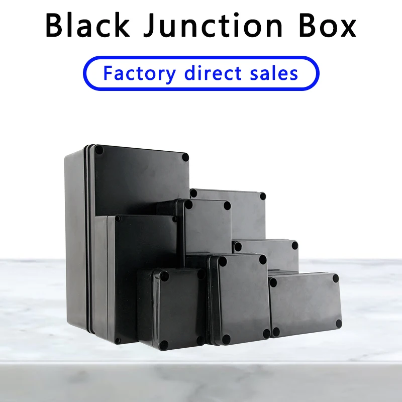 

Outdoor IP67 Waterproof Black Junction Box Housing ABS Plastic Enclosure Screw Cable Flame Retardant Cases for Electronics