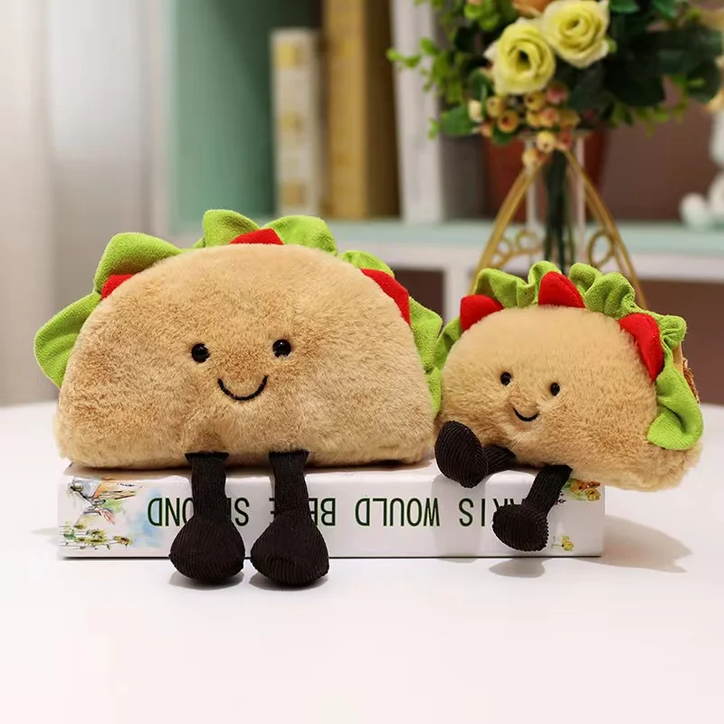 Pastel de tacos de hamburguesa de dibujos animados para niños y niñas, juguete de peluche, simulación, decoración de mochila, regalos de Navidad, venta INS