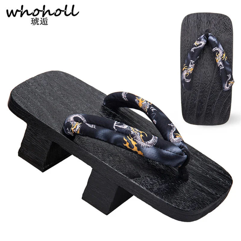 WHOHOLL JIRAIYA Cosplay Japanese Kimono Geta Clogs Man Women Unisex Sandals Wooden ShoesTwo-toothed High Cos Couple Shoes