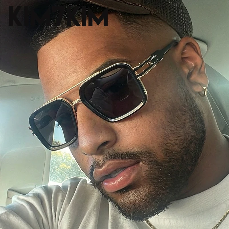 

Vintage Oversized Square Punk Sunglasses Men Luxury Designer Steampunk Double Bridge Sun Glasses For Male Retro Driving Shades